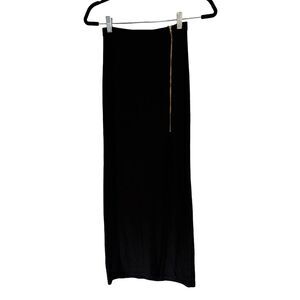 Charlotte Russe Black Maxi Skirt with Gold Side Zipper Detail | Size Small